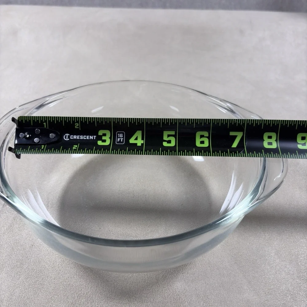 Vintage Pyrex 1023 1.5 Qt Clear Glass Round Casserole Dish w/ Lid USA (183)